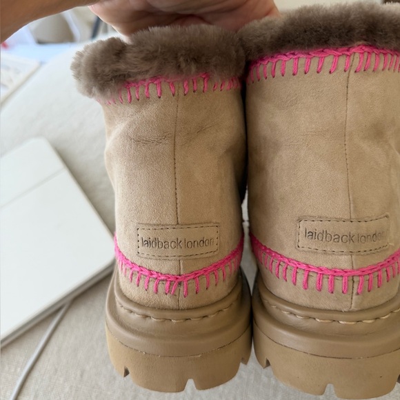 Free people NWT Laidback London Setsu Pink Crochet Ankle Boot Sand Suede 🌈 - Picture 6 of 8